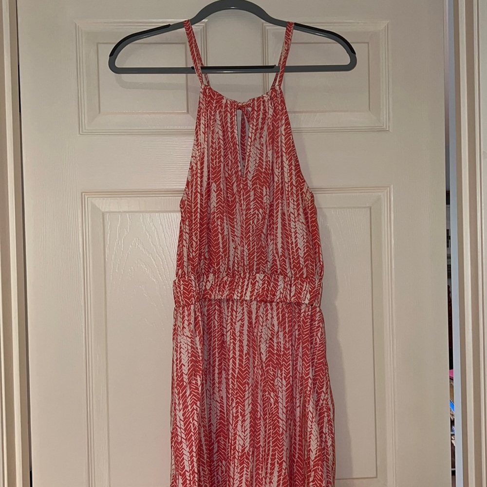 Pink and white maxi dress